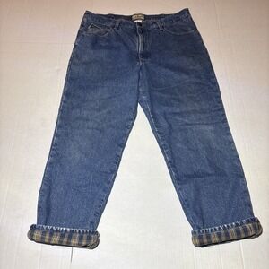 LL Bean Men's Blue Jeans 40X30 Flannel Lined Insulated Natural Fit Denim pants